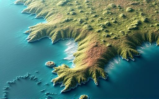 沿岸線の3Dデジタルマップ